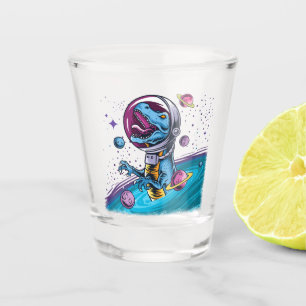 Vaso De Chupito Dinosaurio divertido T-Rex en el espacio