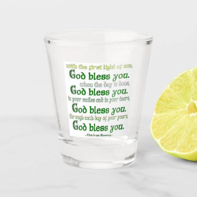 Vaso De Chupito Dios te bendiga Bendición irlandesa (Anverso)
