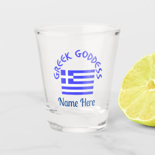 Vaso De Chupito Diosa Griega y Bandera de Grecia Personalizada