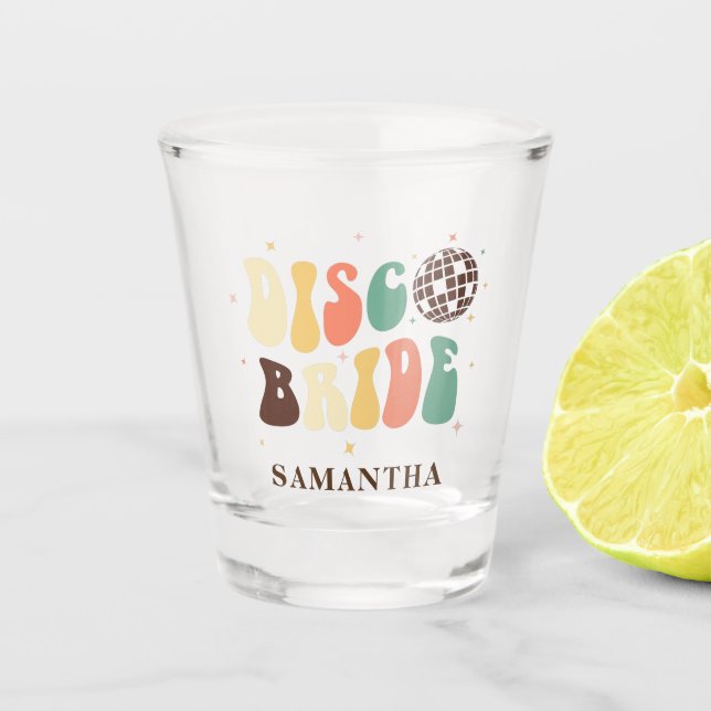 Vaso De Chupito Discoteca Bride Nombre Personalizado Bachelorette  (Anverso)
