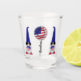Vaso De Chupito Diseño Americano de Gnomos Patrióticos y Girasoles
