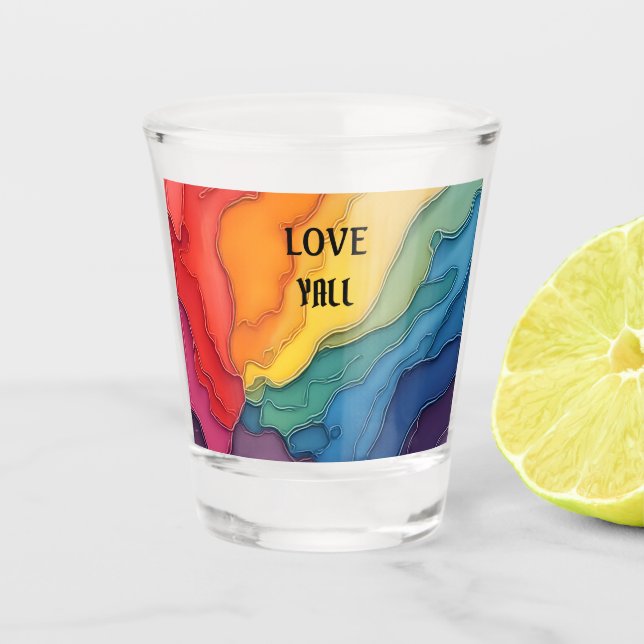 Vaso De Chupito Diseño de arcoíris de amor orgullo para todos (Anverso)