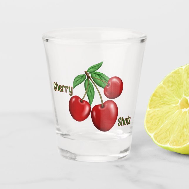 Vaso De Chupito Diseño de cerezas rojas personalizado (Anverso)