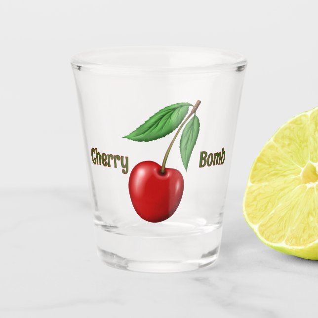 Vaso De Chupito Diseño de cerezo rojo personalizado (Anverso)