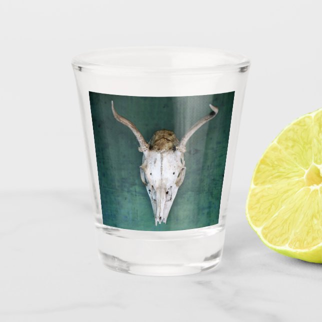 Vaso De Chupito Diseño de cráneo de Antelope de vidrio caliente (Anverso)