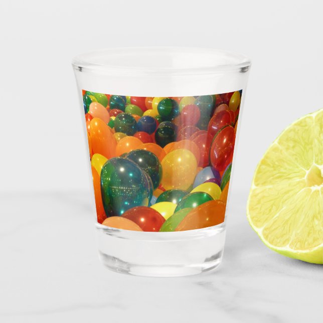 Vaso De Chupito Diseño de Fiestas coloridos de globos (Anverso)