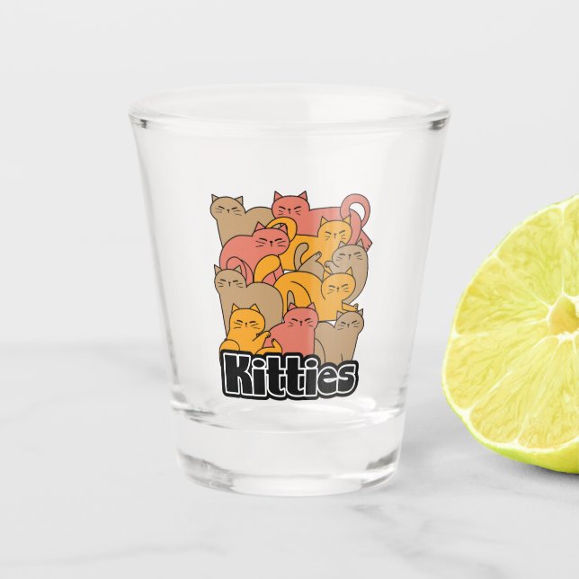 Vaso De Chupito Diseño de gatitos curados - Arte gato adorable (Anverso)