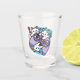Vaso De Chupito Diseño De Gato Gamer - Purr En El Arte De Joystick
