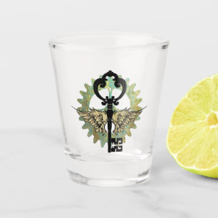 Vaso De Chupito Diseño de Llave Alada y Rueda Dentada Steampunk