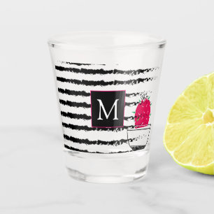 Vaso De Chupito Diseño de patrones rayados de Cactus rosa