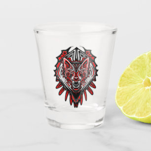 Vaso De Chupito Diseño de tótem tribal Haida de lobo