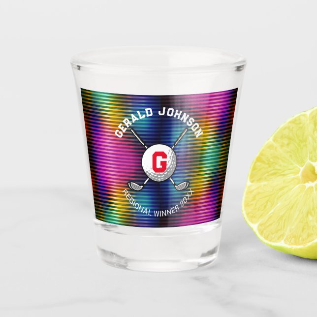 Vaso De Chupito Diseño de un monograma de golf elegante y minimali (Anverso)
