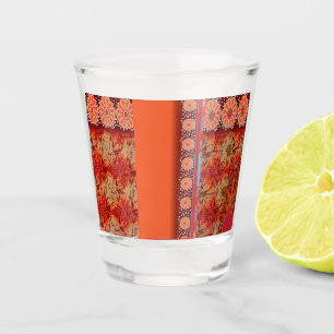 Vaso De Chupito diseño de un patrón rojo y dorado