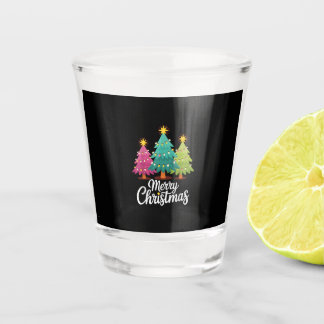 Vaso De Chupito Diseño Divertido de Árbol de Navidad Colorido Feli