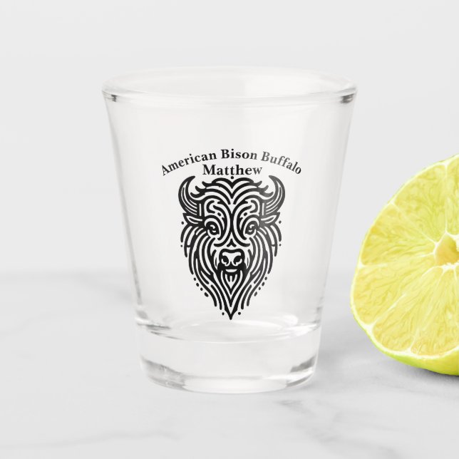 Vaso De Chupito Diseño elegante de una cabeza de búfalo de ciervo  (Anverso)