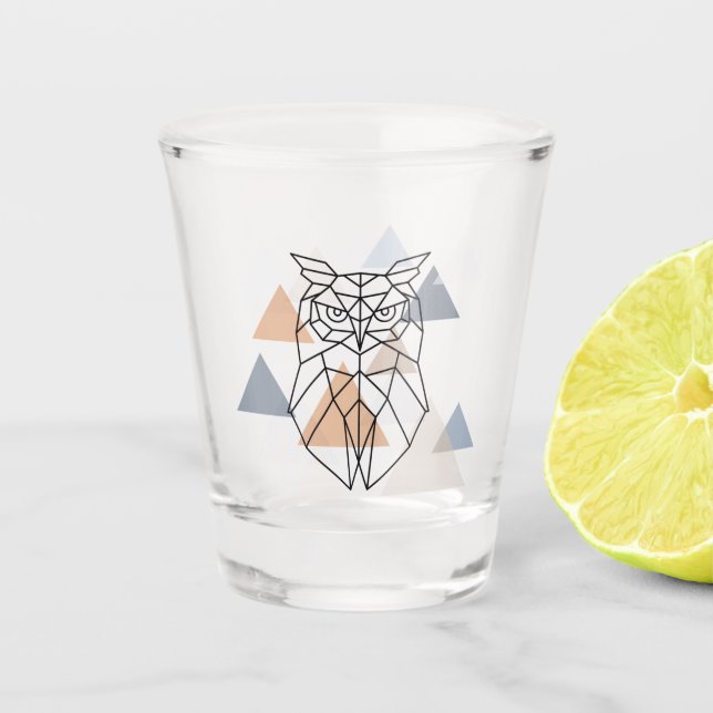Vaso De Chupito Diseño geométrico del búho (Anverso)