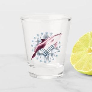 Vaso De Chupito Diseño Gráfico Brillante de Delfín