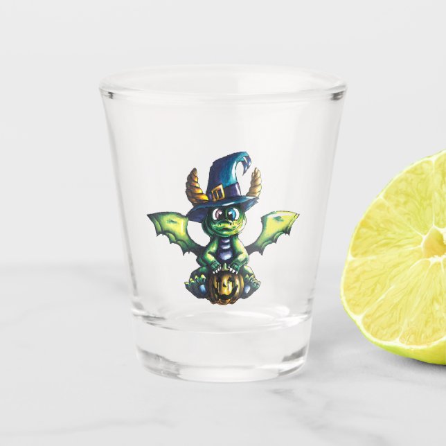 Vaso De Chupito Diseño mágico de dragones de Halloween (Anverso)