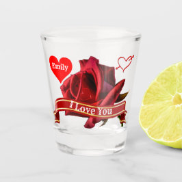 Vaso De Chupito Diseño Rosa de San Valentín personalizado