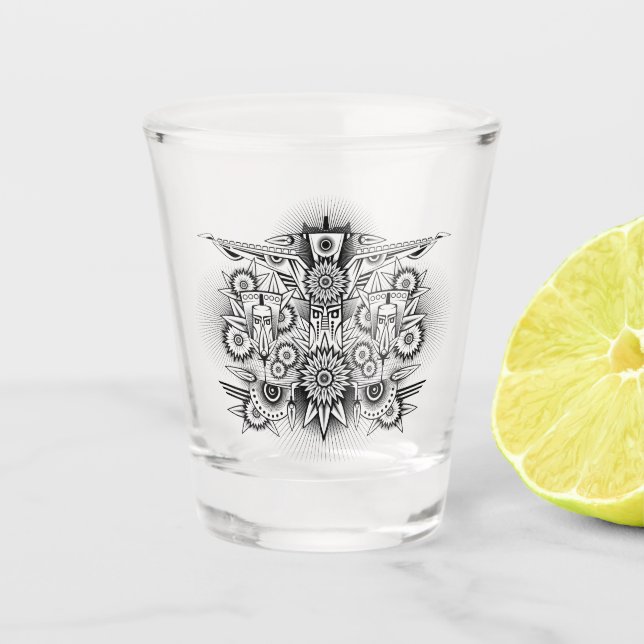 Vaso De Chupito Diseño tribal artístico (Anverso)