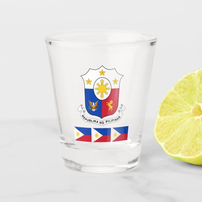 Vaso De Chupito Disparan a patriota filipino de bandera filipina (Anverso)