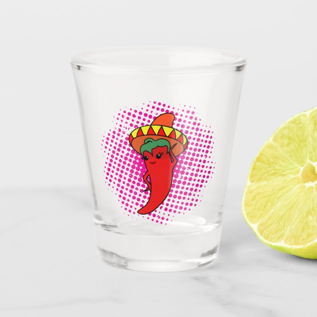 Vaso De Chupito Diva de Pimienta Caliente Kawaii Rosa Espiral (Anverso)