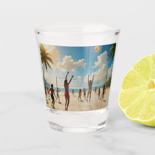 Vaso De Chupito Diversión En El Pintado Del Aceite De Voleibol De