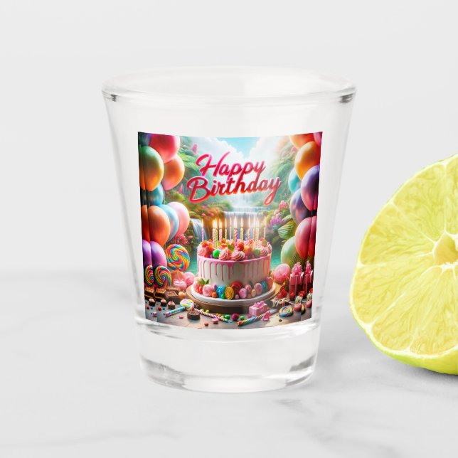 Vaso De Chupito Diversión festiva feliz cumpleaños (Anverso)