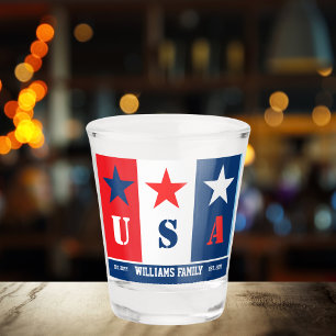 Vaso De Chupito Divertida bandera americana simple,Patriótico USA,