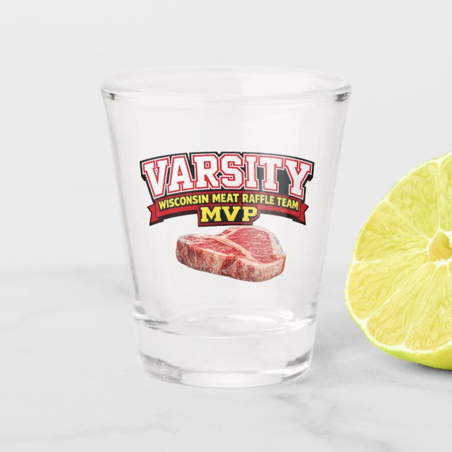 Vaso De Chupito Divertida Rifa de Carne MVP del Equipo Varsity de  (Anverso)
