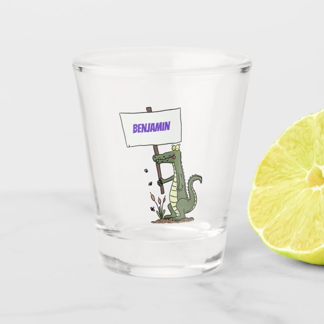 Vaso De Chupito Divertido cocodrilo alineador con personalizado de (Anverso)