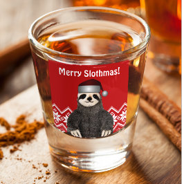 Vaso De Chupito Divertido divertido Feliz Navidad Sloth Santa Hat