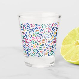 Vaso De Chupito Divertido doodle de formas vibratorias coloridas