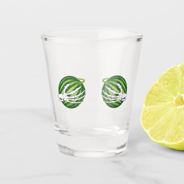 Vaso De Chupito Divertido esqueleto de Halloween Manos sosteniendo (Anverso)