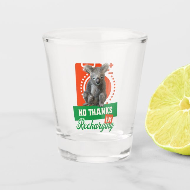 Vaso De Chupito Divertido Koala Introvertido Recargando Estado de  (Anverso)