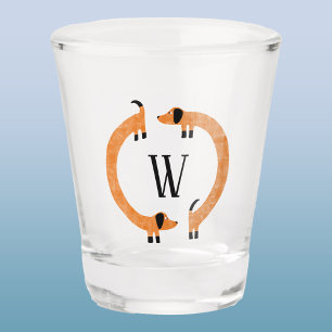 Vaso De Chupito Divertido Monograma de perros Dachshund Sausage
