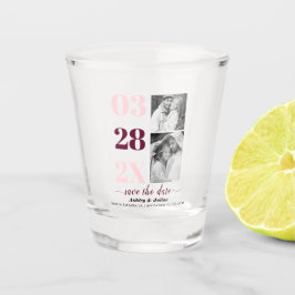 Vaso De Chupito Dos fotos de Rubor rosa y borgoña Salven la fecha