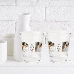 Vaso De Chupito Dos fotos   Feliz Día de San Valentín   Cita román