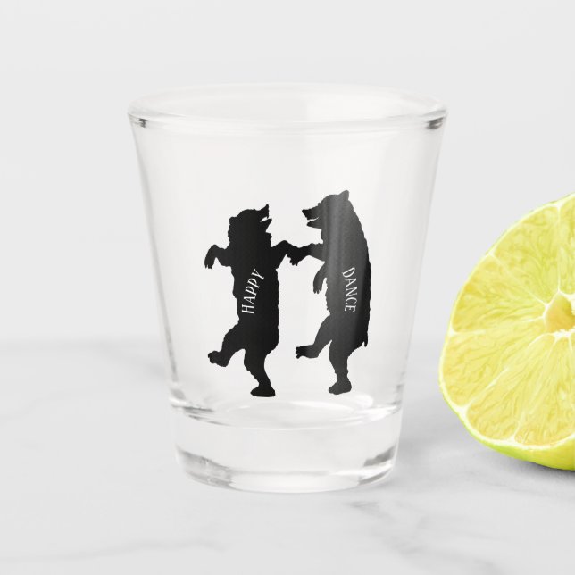 Vaso De Chupito Dos osos negros bailando juntos (Anverso)