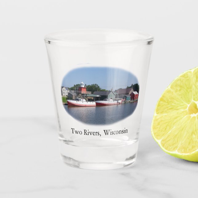 Vaso De Chupito Dos ríos, vidrio de disparo de Wisconsin (Anverso)