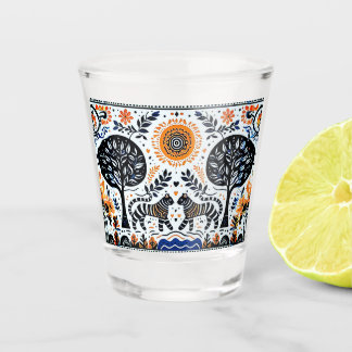 Vaso De Chupito dos tigres en el bosque