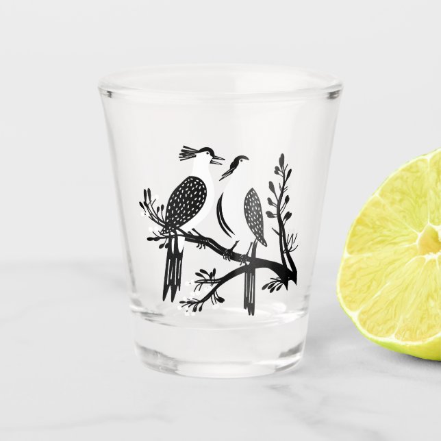 Vaso De Chupito Dos tórtolas Plantilla Recortable Estilo Retro 7 (Anverso)