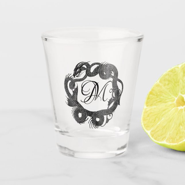 Vaso De Chupito Dragón Antiguo Entrelazado Personalizado  (Anverso)