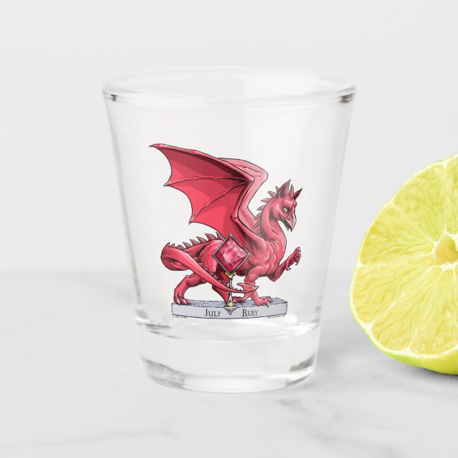 Vaso De Chupito Dragón Birthstone de julio: Ruby (Anverso)