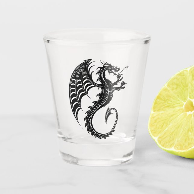 Vaso De Chupito Dragon Black Shape Tattoo Style (Anverso)