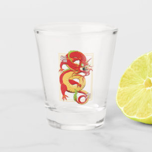 Vaso De Chupito Dragón chino rojo