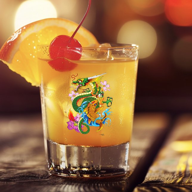 Vaso De Chupito Dragón chino verde Koi (Subido por el creador)