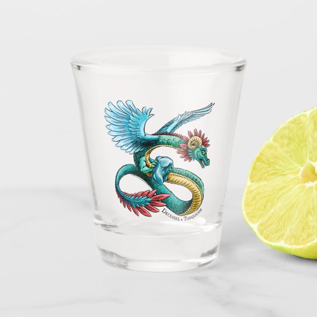 Vaso De Chupito Dragón de Birthstone en diciembre: Turquesa (Anverso)