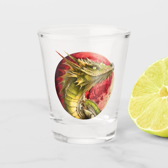 Vaso De Chupito Dragón en la luna sangrienta (Anverso)