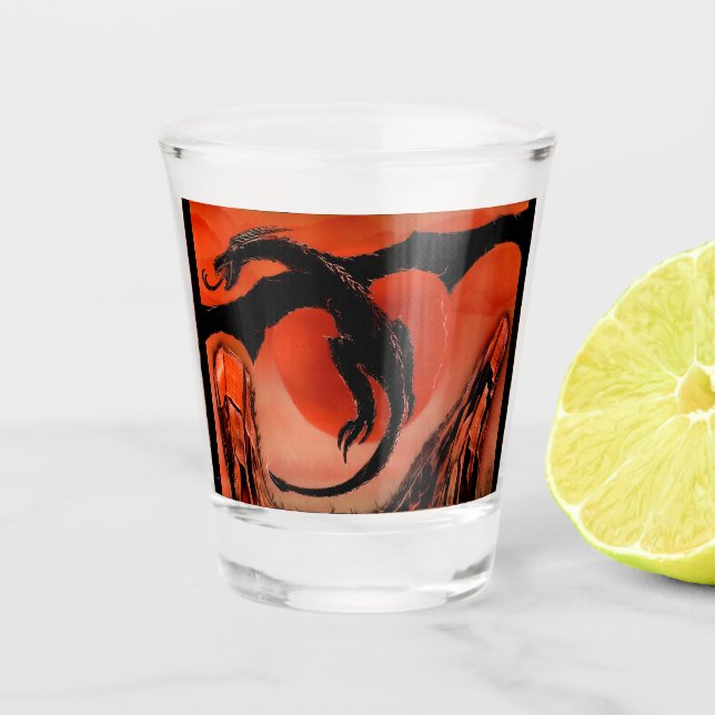 Vaso De Chupito Dragón negro en vuelo (Anverso)